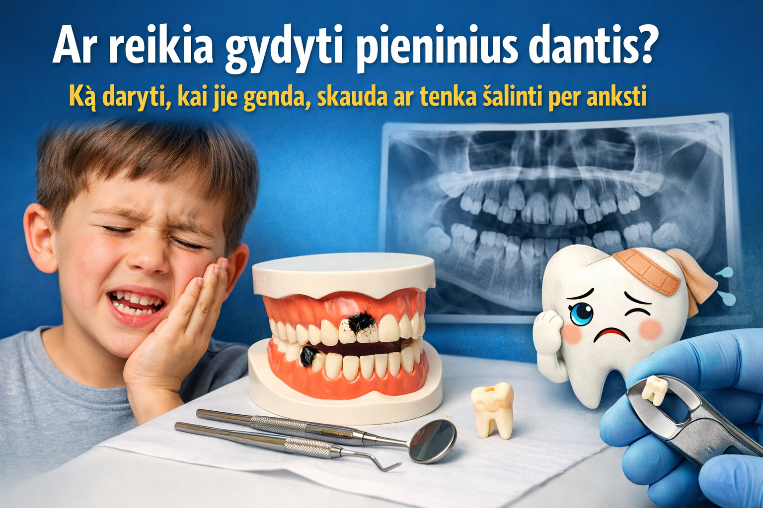 Ar reikia gydyti pieninius dantis: ką daryti, kai jie genda, skauda ar tenka šalinti per anksti