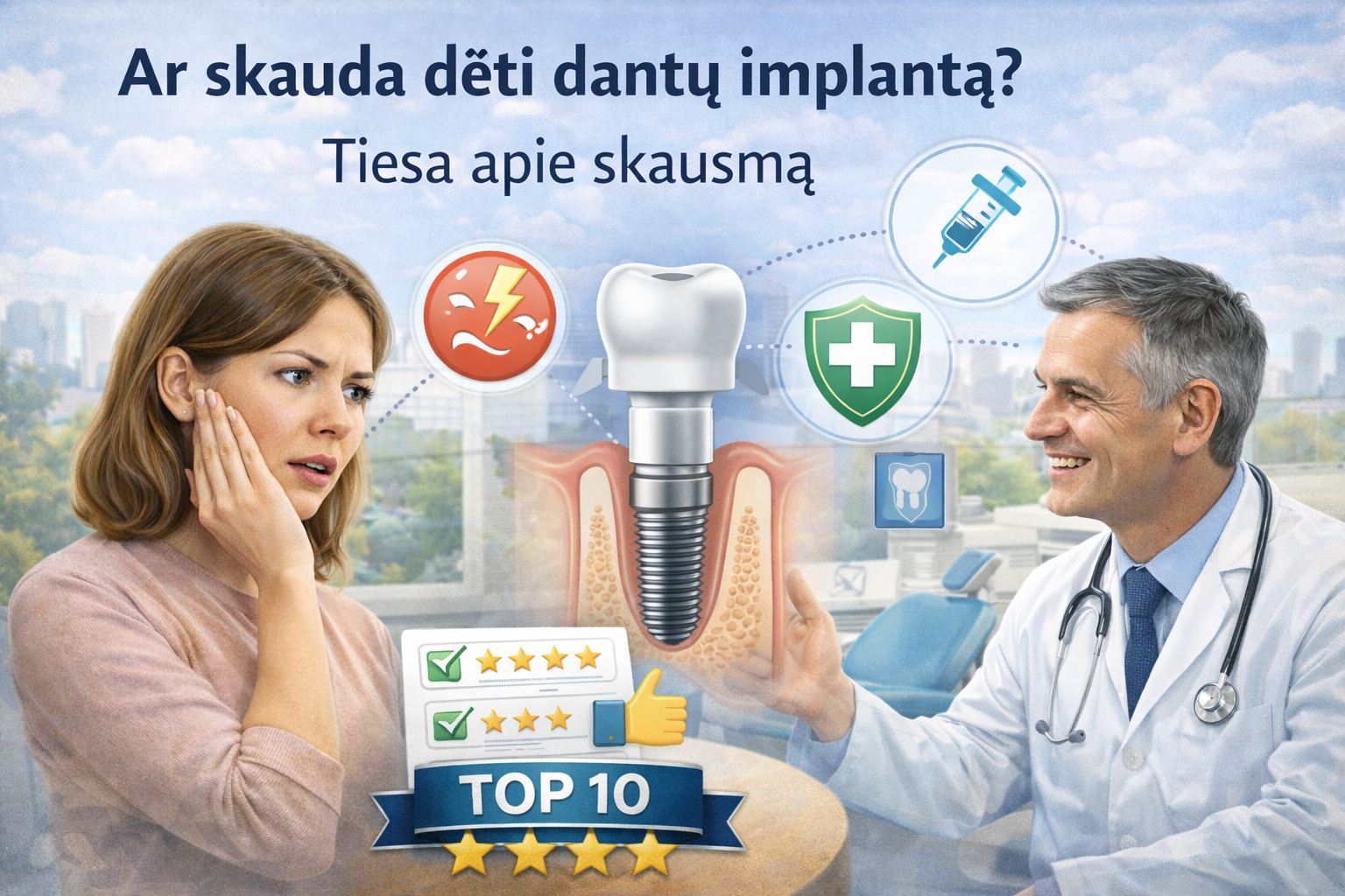 Ar skauda dėti dantų implantą? Tiesa apie skausmą