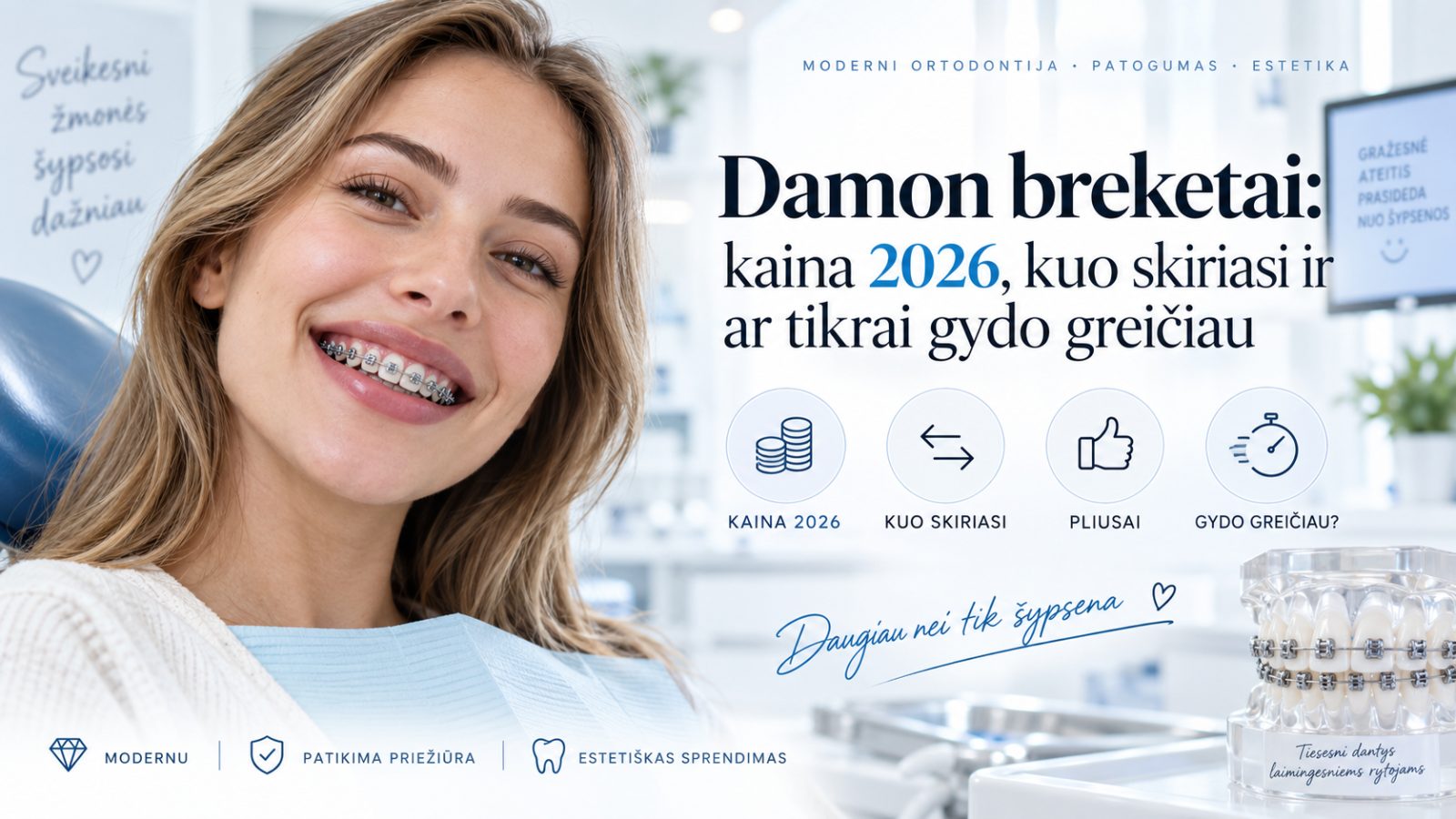 Damon breketai: kaina 2026, kuo skiriasi ir ar tikrai gydo greičiau
