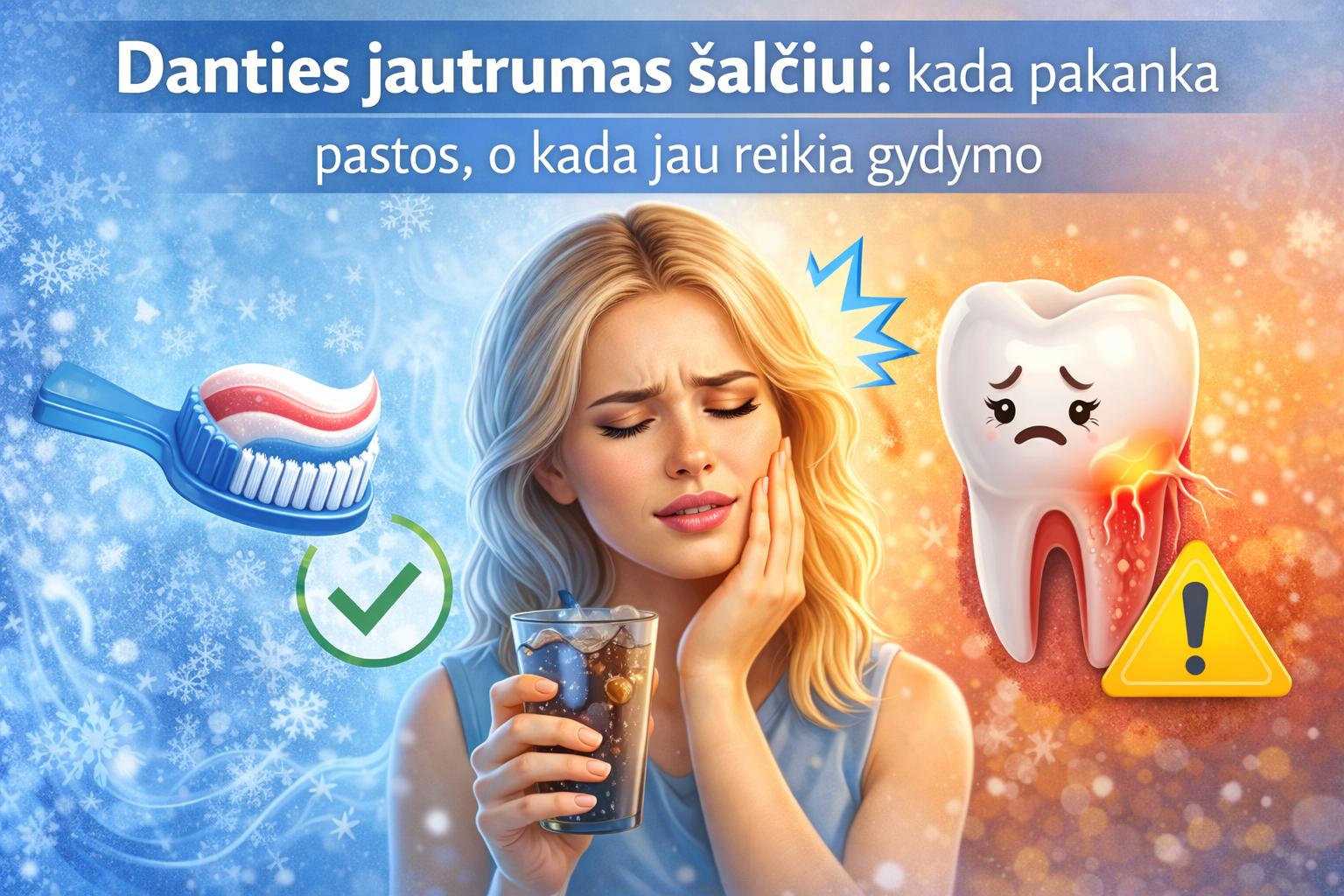 Danties jautrumas šalčiui: kada pakanka pastos, o kada jau reikia gydymo