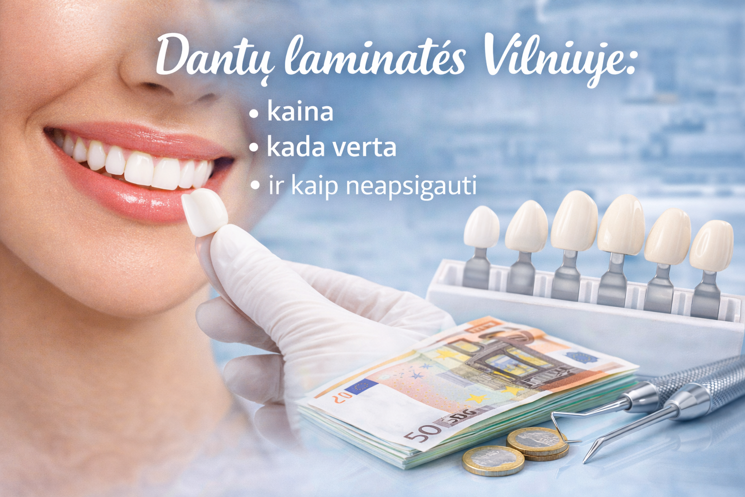 Dantų laminatės Vilniuje: kaina, kada verta ir kaip neapsigauti