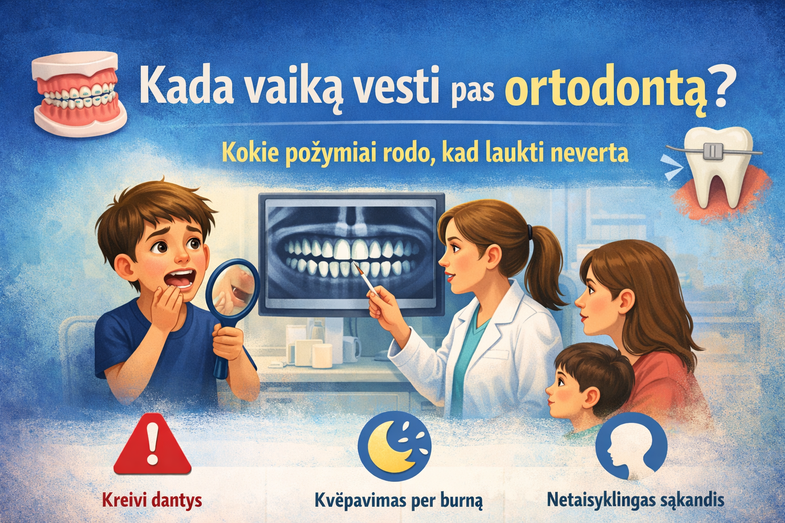 Kada vaiką vesti pas ortodontą: kokie požymiai rodo, kad laukti neverta