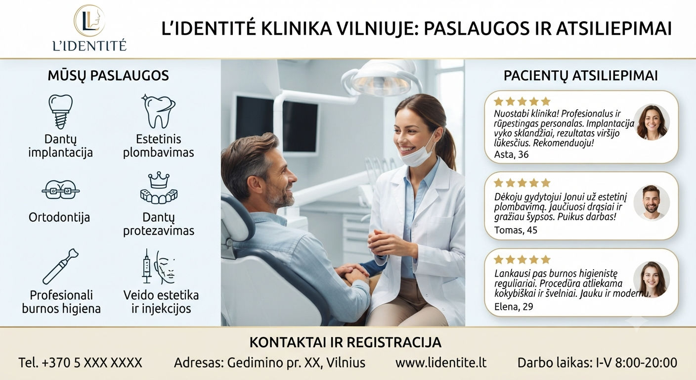 L'identité (Lidentite) klinika Vilniuje: paslaugos ir atsiliepimai