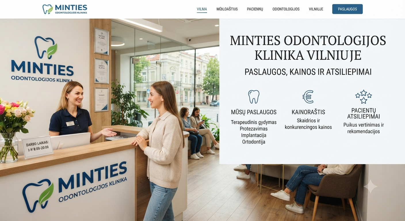 Minties odontologijos klinika Vilniuje: paslaugos, kainos ir atsiliepimai