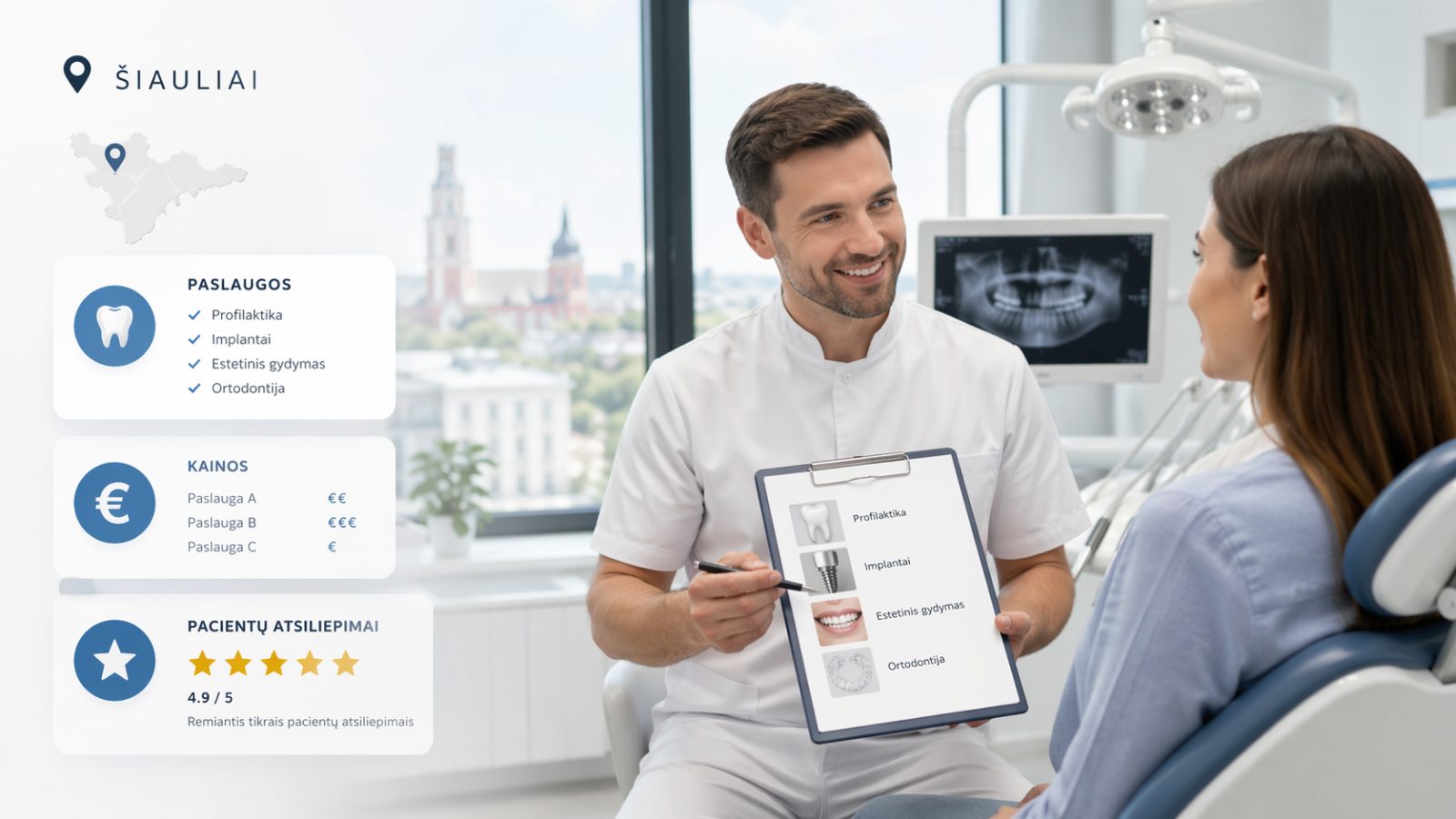 Odontologas Šiauliuose: kaip pasirinkti kliniką pagal paslaugą, kainą ir pacientų atsiliepimus