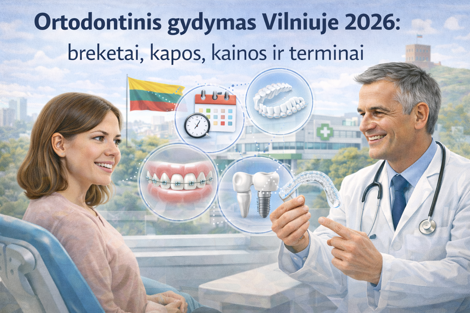 Ortodontinis gydymas Vilniuje 2026: breketai, kapos, kainos ir terminai