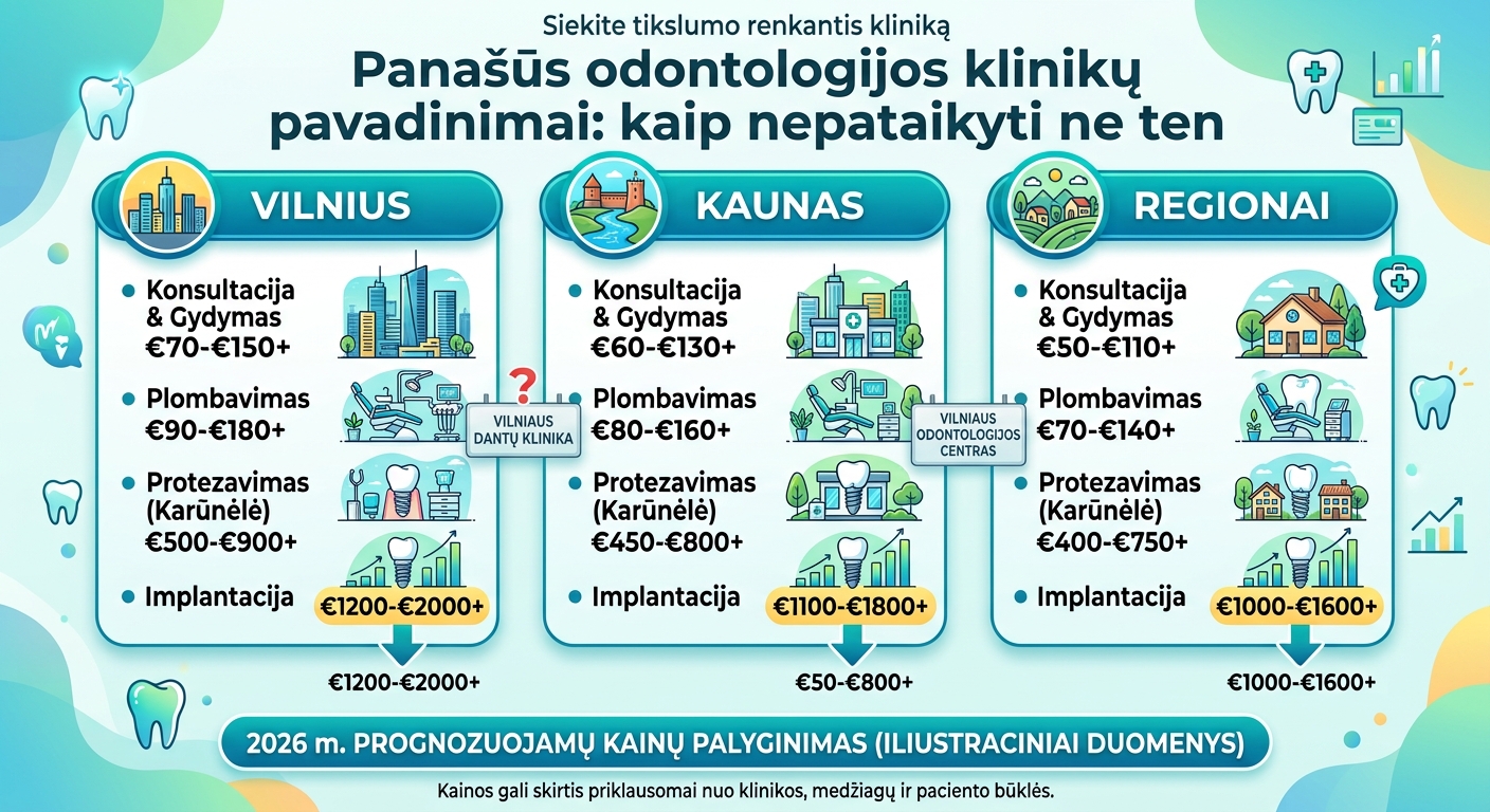 Panašūs odontologijos klinikų pavadinimai: kaip nepataikyti ne ten