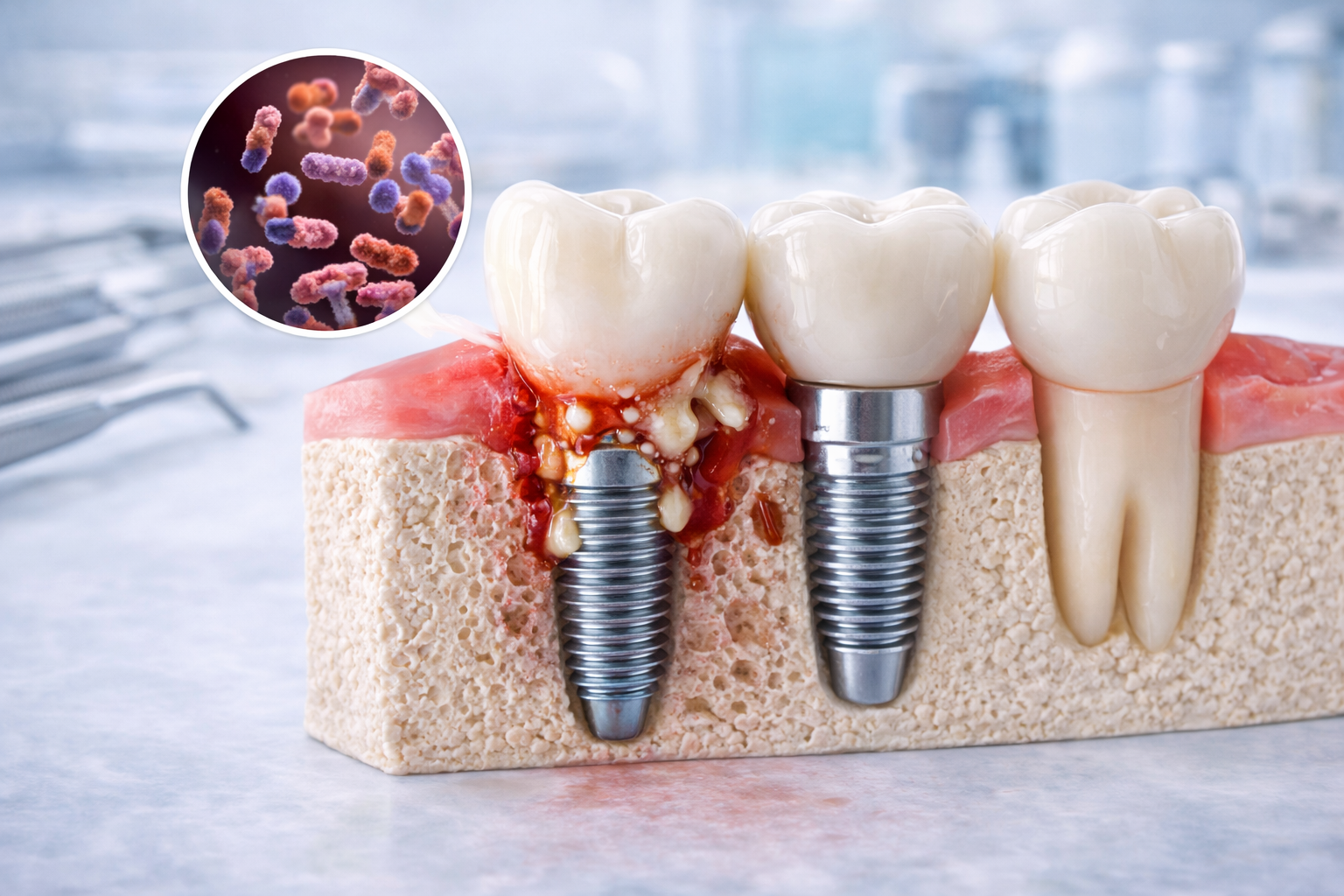 Periimplantitas: uždegimas aplink implantą, požymiai ir prevencija