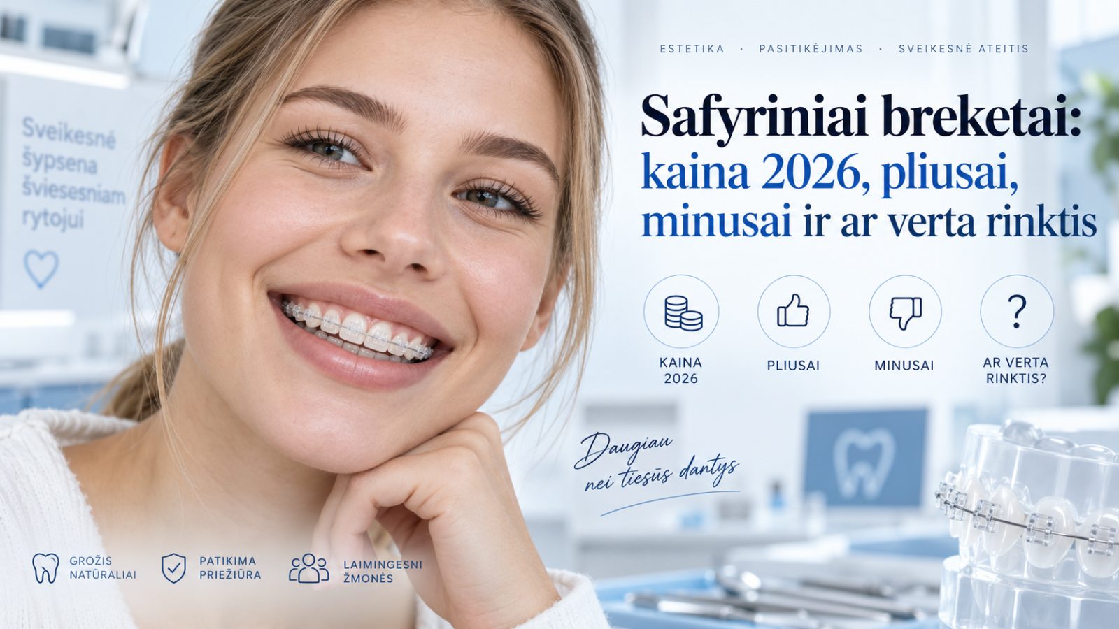 Safyriniai breketai: kaina 2026, pliusai, minusai ir ar verta rinktis