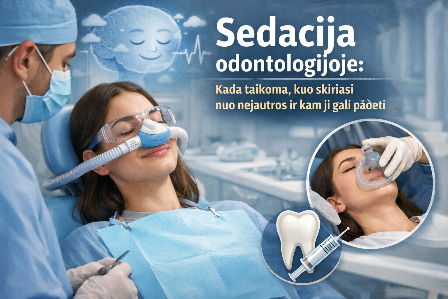 Sedacija odontologijoje: kada taikoma, kuo skiriasi nuo nejautros ir kam ji gali padėti